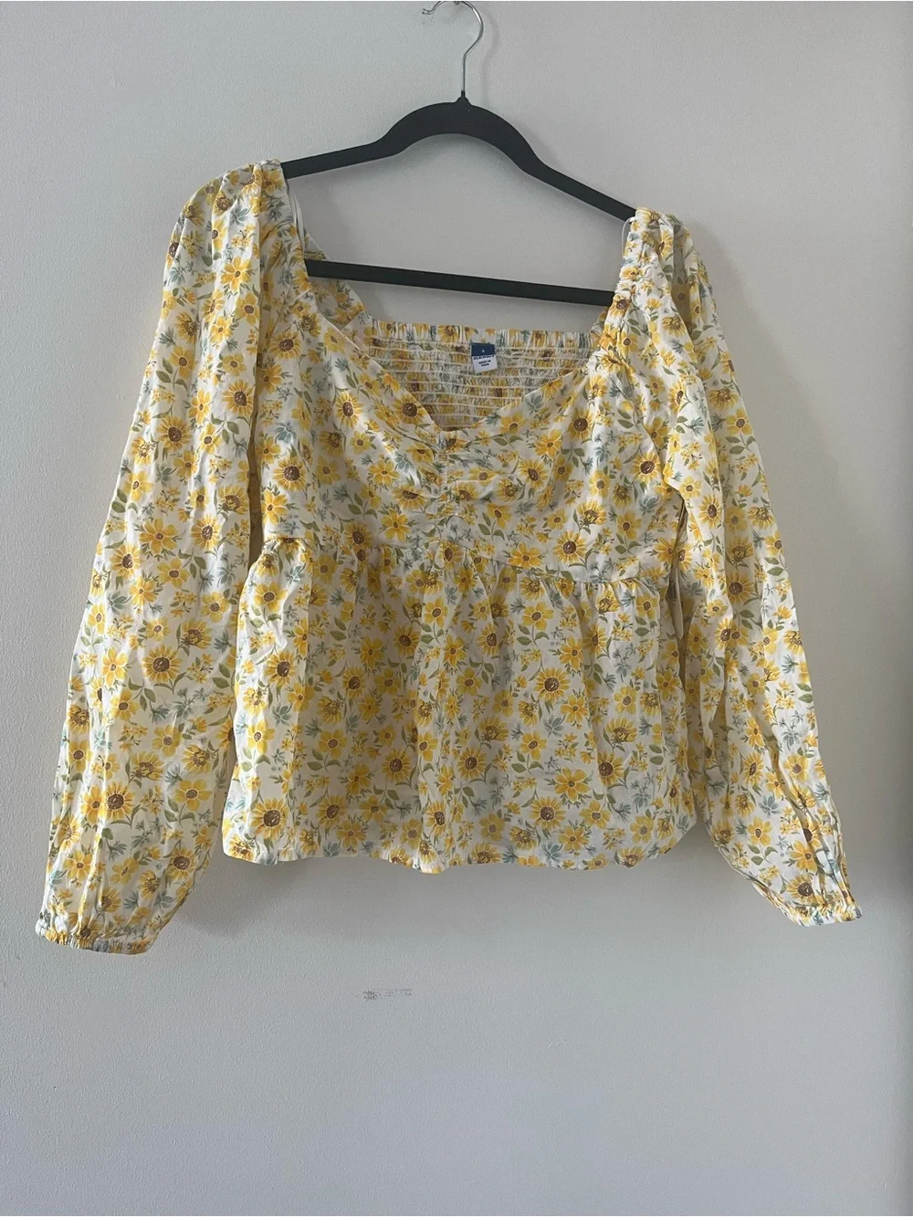 NWT Old Navy Yellow Floral Puff Sleeve Top Small Cottagecore Romantic Prairie